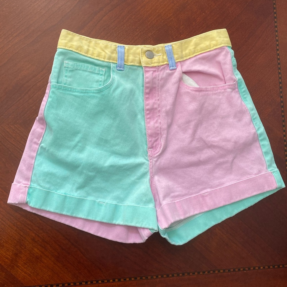 American apparel color block pastel shorts